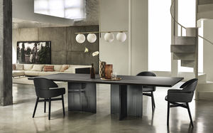 mesa contemporánea / de vidrio / con base de vidrio / rectangular