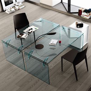 escritorio de acero / de aluminio / de vidrio templado / contemporáneo