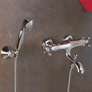 grifo mezclador para ducha / para bañera / de pared / de metal cromado