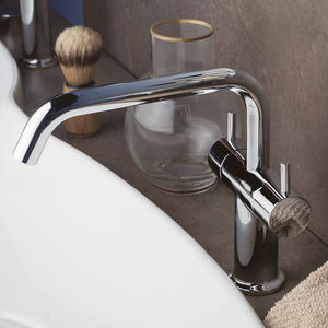 grifo mezclador para lavabo / de libre instalación / de metal cromado / de baño