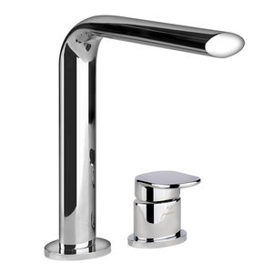 grifo monomando para lavabo / de metal cromado / de baño / con 2 orificios