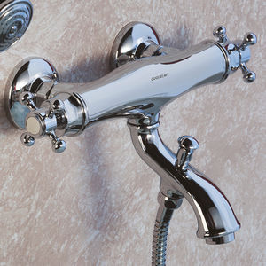 grifo mezclador para bañera / de pared / de metal cromado / termostático