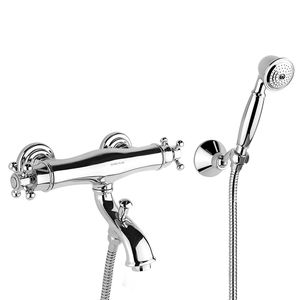 grifo mezclador para bañera / de pared / de metal cromado / termostático