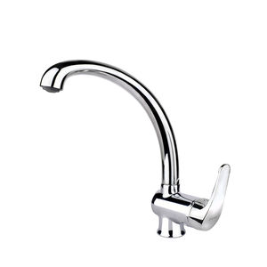 grifo monomando de metal cromado / para cocina / con 1 orificio / con caño giratorio