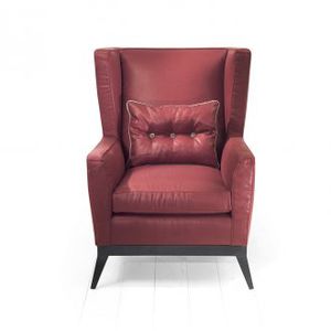 sillón contemporáneo / de tejido / de cuero / con orejas