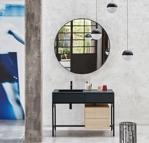 mueble de lavabo de pie / de madera / de cerámica / de acero lacado