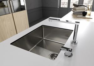 fregadero de 1 cubeta / de acero inoxidable / bajo encimera / sin escurreplatos