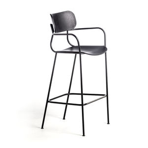 silla de bar contemporánea / con reposapiés / con reposabrazos / de fresno