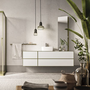 mueble de lavabo mural / de madera / contemporáneo / con cajones