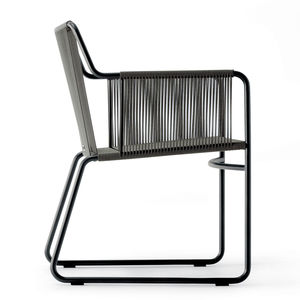 silla moderna / con reposabrazos / patín / de acero inoxidable