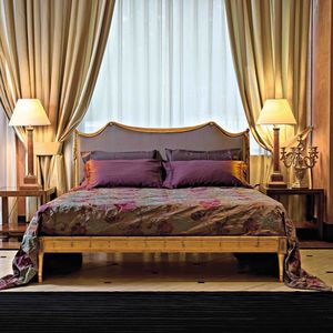 cama de matrimonio / de estilo Luis XVI / con cabecero tapizado / de tejido