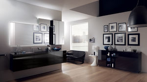mueble de lavabo suspendido / de vidrio / contemporáneo