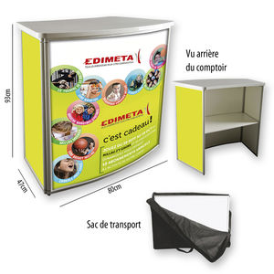 mostrador de recepción de madera