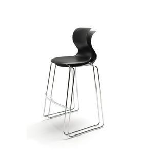 silla de bar contemporánea / tapizada / con reposapiés / patín