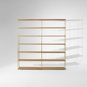 estantería contemporánea / de roble / de MDF lacado / de acero con revestimiento en polvo