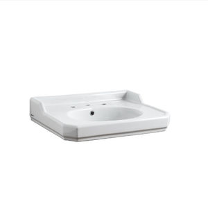 lavabo suspendido / rectangular / de cerámica / contemporáneo