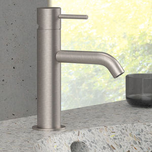 grifo monomando para lavabo / de acero inoxidable / de baño / con 1 orificio