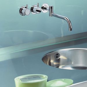 grifo mezclador para lavabo / empotrable / de acero inoxidable / para cocina