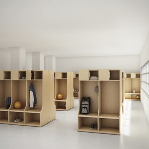 taquilla de vestuario de madera / estándar / para edificio público / para instalación deportiva