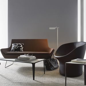banqueta contemporánea / de tejido / con respaldo / de interior