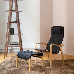 sillón de diseño escandinavo / de cuero / de haya / de roble