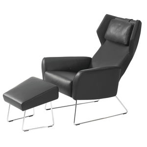 sillón contemporáneo / de cuero / con orejas / con reposacabezas
