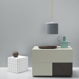 mesilla de noche contemporánea / de madera lacada / de fresno / rectangular