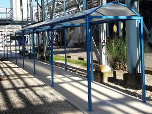 marquesina de metal y lona para espacios públicos para espacio público