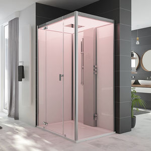 cabina de ducha de vapor / de vidrio / rectangular / con puerta abatible