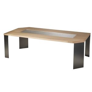 mesa de centro moderna / de roble / de bronce / rectangular