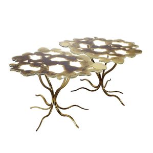 mesa de centro de diseño original / de vidrio / de bronce / de interior