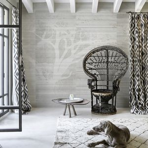 papel pintado contemporáneo / de textil no tejido / con motivos florales / aspecto tela