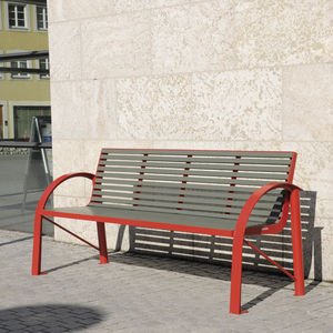 banco público / contemporáneo / de aluminio / de acero inoxidable
