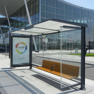 parada de autobús de acero inoxidable