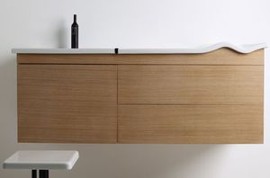 mueble de lavabo suspendido / de madera / contemporáneo