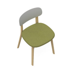 silla contemporánea / tapizada / madera / de plástico