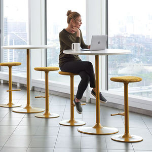 mesa alta contemporánea / de material laminado / con base de laminado / redonda