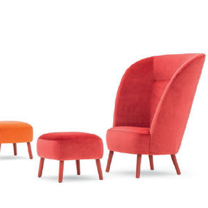sillón contemporáneo / de tejido / con reposapiés / azul