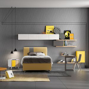 habitación para niños blanca / amarilla / de madera lacada / unisex
