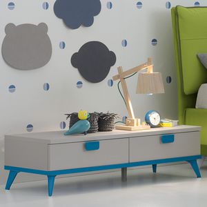 mesilla de noche contemporánea / de madera lacada / con base de madera lacada / rectangular