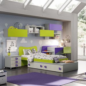 habitación para niños verde / violeta / de madera lacada / unisex