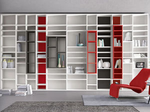 biblioteca contemporánea / para el sector servicios / de madera lacada