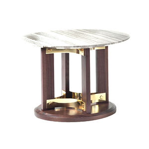 mesa de centro clásica / de mármol / con base de madera / redonda