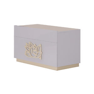 mesilla de noche moderna / de madera lacada / rectangular / con cajón