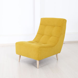 sillón bajo contemporáneo / de tejido / de madera / con reposapiés