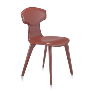 silla contemporánea / tapizada / de cuero / de acero