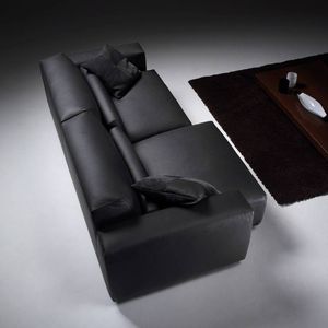 sofá contemporáneo / de tejido / de cuero / 2 plazas