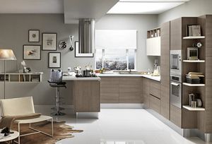 cocina moderna / de chapa de madera / sin pomos