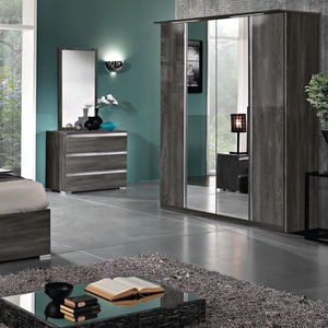 armario contemporáneo / de madera / con puertas batientes / con espejo
