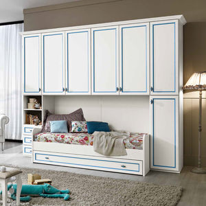 habitación para niños blanca / azul / de madera lacada / para niño